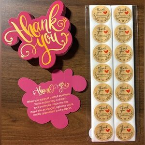Pink "Thank You" Cards with Kraft Thank-You Stickers